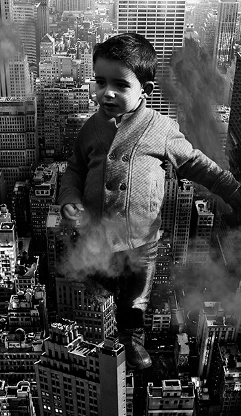 Fotografía creativa niño gigante